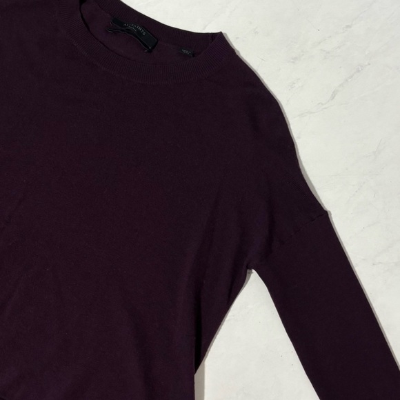 Allsaints Libby Crew Neck Purple Merino Wool Sweater Size Small Classic Fall - Picture 5 of 7